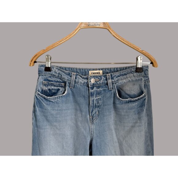 LAgence Womens Light Wash High-Rise Wide-Leg Denim Jeans Size 26 - Picture 2 of 8